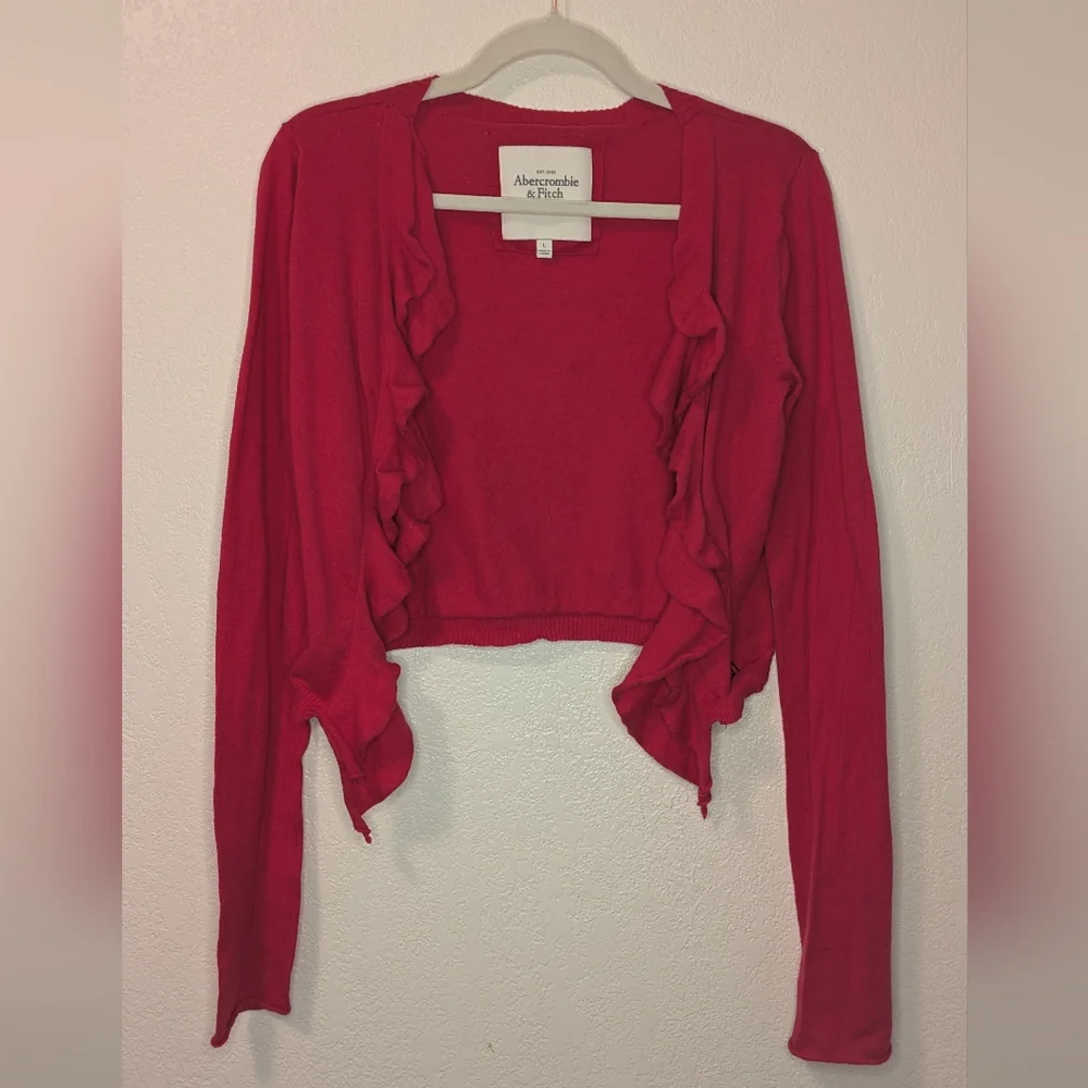 Abercrombie & Fitch Vibrant Red Ruffled Sweater - Picture 1 of 6